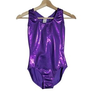Balera Girls Metallic Purple Ruffle Back Dance Gymnastics Leotard SA sz 4/6